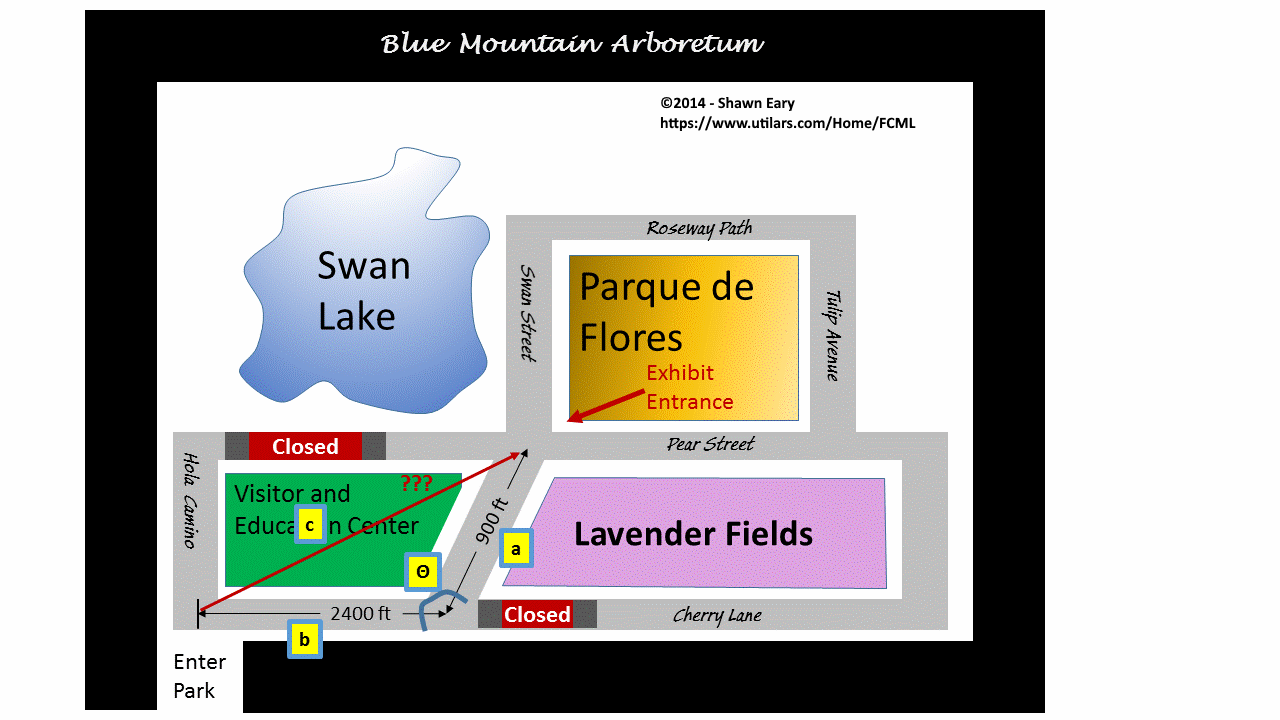 Picture of Park With Slanted Roads to Demonstrate Use of Law of Cosines